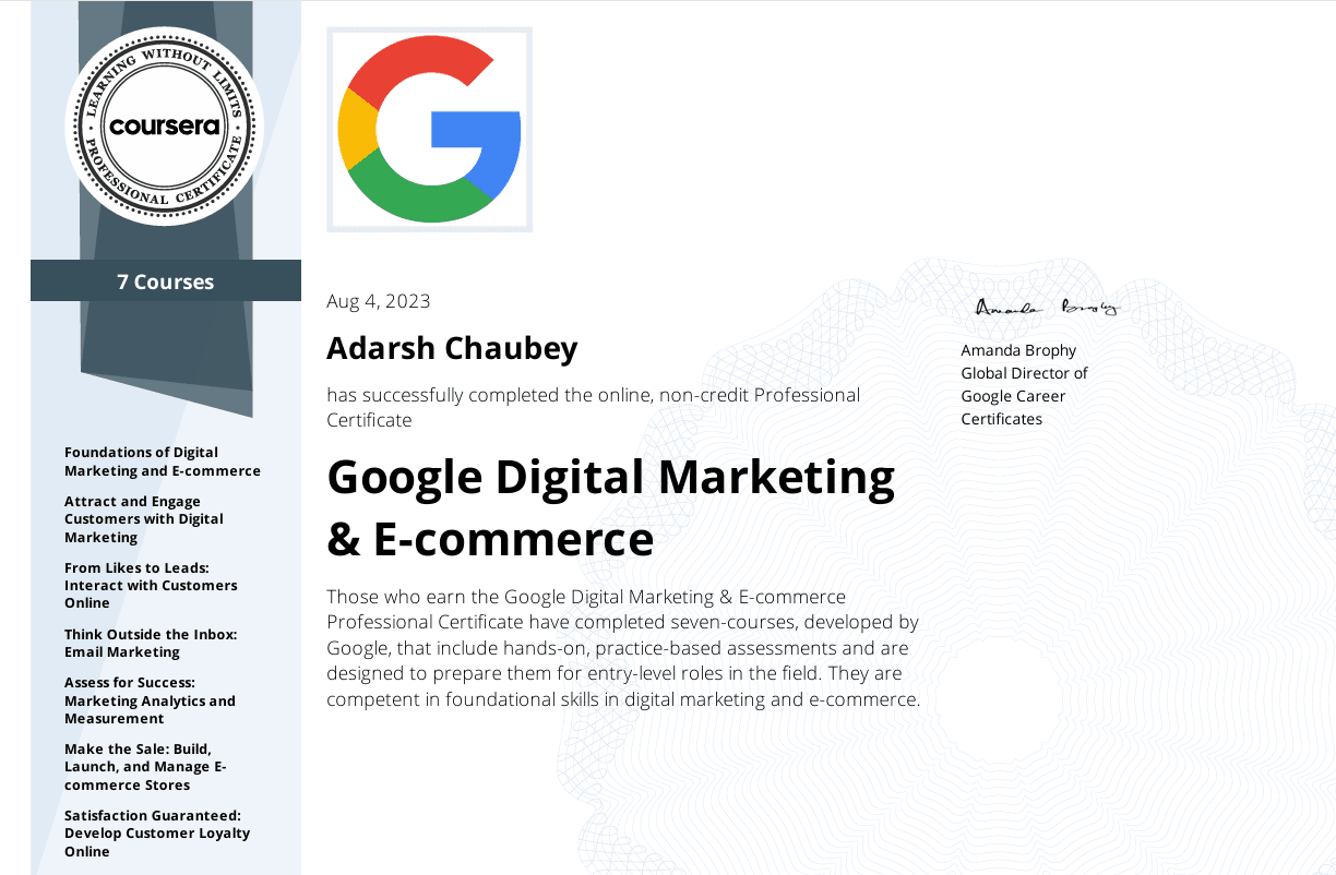 Google Digital Marketing & E-commerce